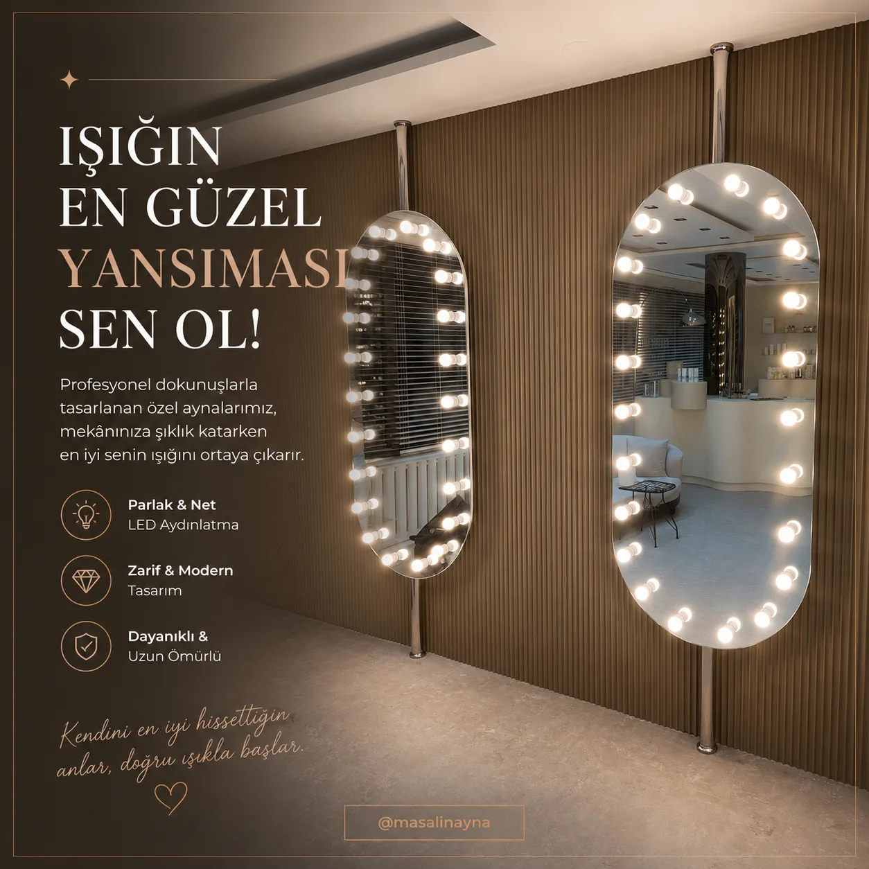 80x180 cm LED ışıklı boy aynası – Ayna Bahçesi